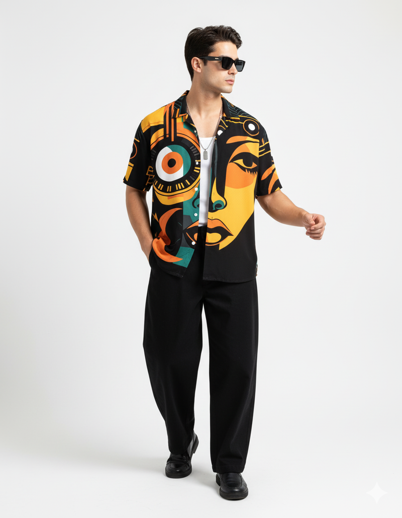 Lycra Fabric Digital Printed Half Sleeve Shirt