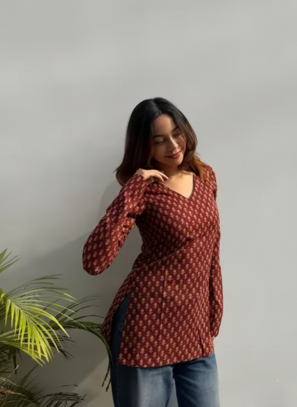 Red cotton 'short kurti